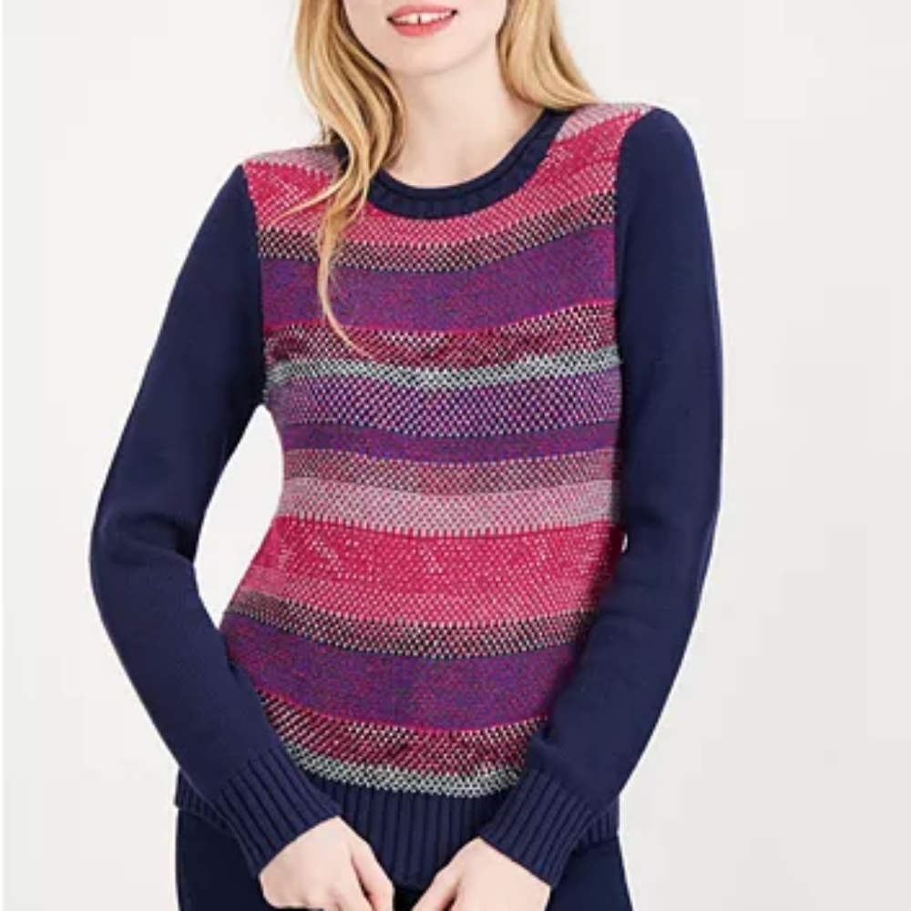 Stripped Colorblock crew neck sweater
